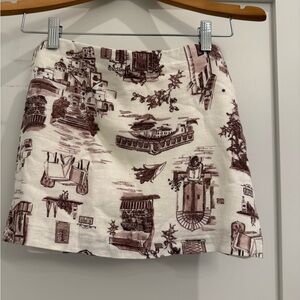 Abercrombie & Fitch White and Brown Mini Skort